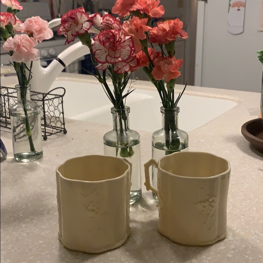 Belleek Cream Porcelain Mugs Made in Ireland